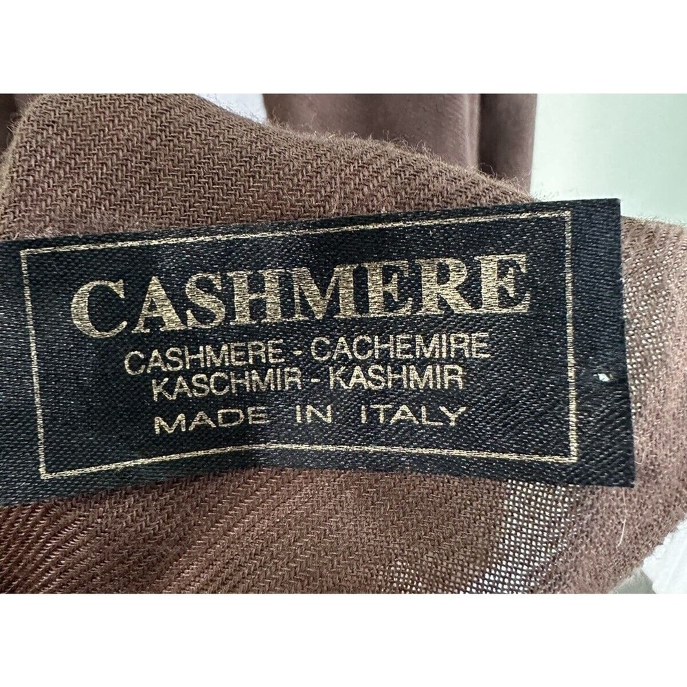 Cashmere Scarf Italy Brown Fringe Long 70”x 29” Classic Fringe Raw Edge Unisex - Picture 3 of 6